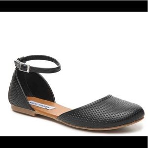 Black flats with ankle strap